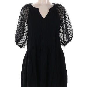 Homebody Cotton Linen Black 3/4 Sleeve Dress Sz Medium